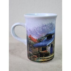 Thomas Kinkade Coffee Mug Teacup 10oz Lilac Cottage 2004 Porcelain 4" Vintage